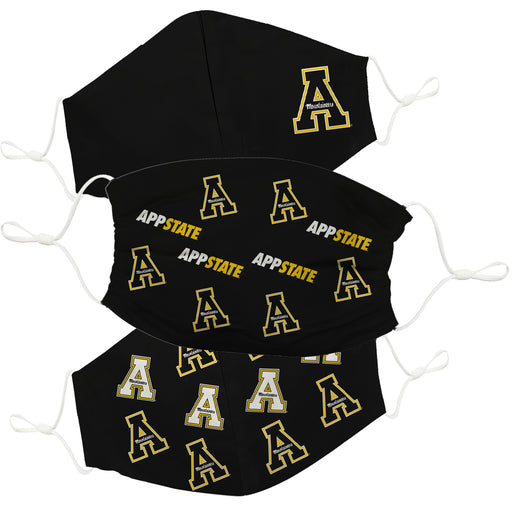 Appalachian State Mountaineers 3 Ply Face Mask 3 Pack Game Day Collegiate Unisex Face Covers Reusable Washable - Vive La Fête - Online Apparel Store