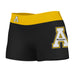 App State Mountaineers Vive La Fete Logo on Thigh & Waistband Black & Gold Women Yoga Booty Workout Shorts 3.75 Inseam"