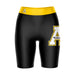 App State Mountaineers Vive La Fete Game Day Logo on Thigh and Waistband Black and Gold Women Bike Short 9 Inseam"