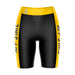App State Mountaineers Vive La Fete Game Day Logo on Waistband and Gold Stripes Black Women Bike Short 9 Inseam"