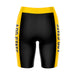 App State Mountaineers Vive La Fete Game Day Logo on Waistband and Gold Stripes Black Women Bike Short 9 Inseam" - Vive La Fête - Online Apparel Store