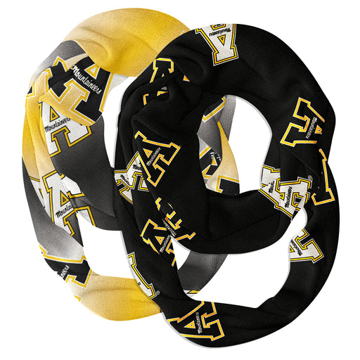 App State Mountaineers Vive La Fete All Over Logo  Collegiate Women Set of 2 Light Weight Ultra Soft Infinity Scarfs