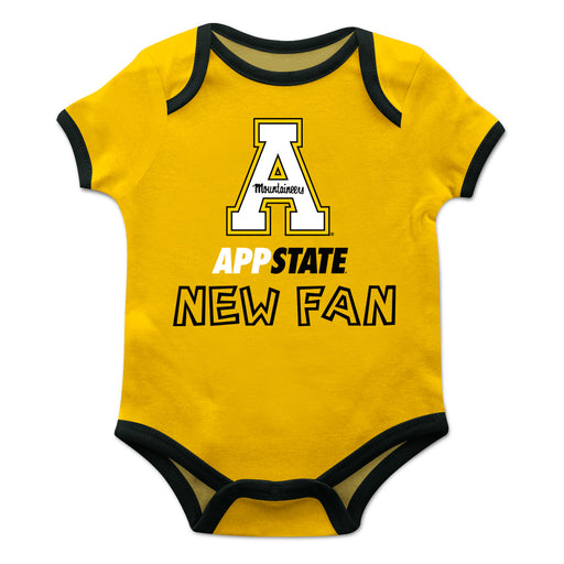 App State Mountaineers Vive La Fete Infant Game Day Gold Short Sleeve Onesie New Fan Logo and Mascot Bodysuit