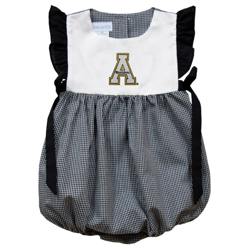Appalachian State Mountaineers Embroidered Black Gingham Short Sleeve Girls Bubble