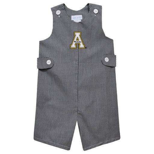 Appalachian State Mountaineers Embroidered Black Gingham Boys Jon Jon