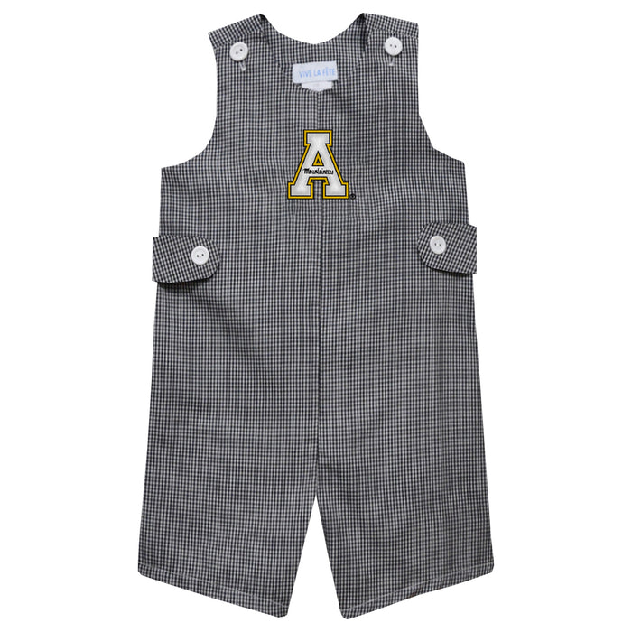 Appalachian State Mountaineers Embroidered Black Gingham Boys Jon Jon