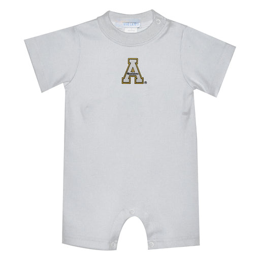 Appalachian State Mountaineers Embroidered White Knit Short Sleeve Boys Romper