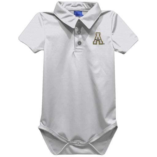 Appalachian State Mountaineers Embroidered White Solid Knit Polo Onesie