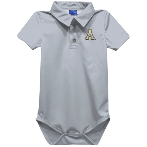 Appalachian State Mountaineers Embroidered Gray Solid Knit Polo Onesie