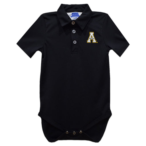 Appalachian State Mountaineers Embroidered Black Solid Knit Polo Onesie