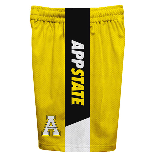 App State Mountaineers Vive La Fete Game Day Gold Stripes Boys Solid Black Athletic Mesh Short - Vive La Fête - Online Apparel Store