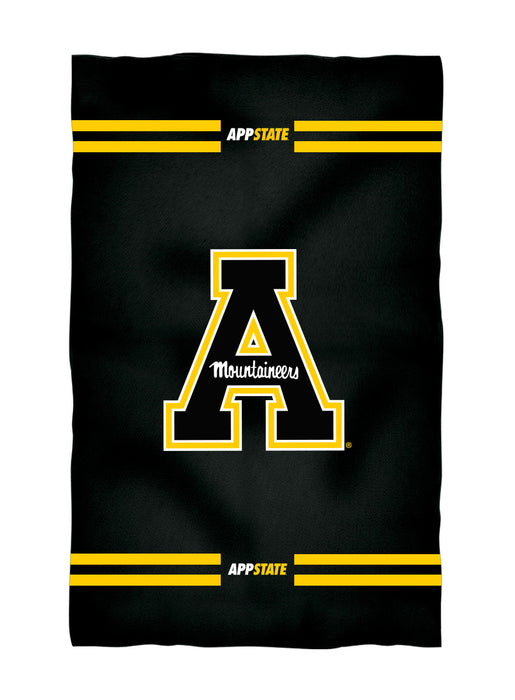 App State Mountaineers Vive La Fete Game Day Absorbent Premium Black Beach Bath Towel 31 x 51 Logo and Stripes