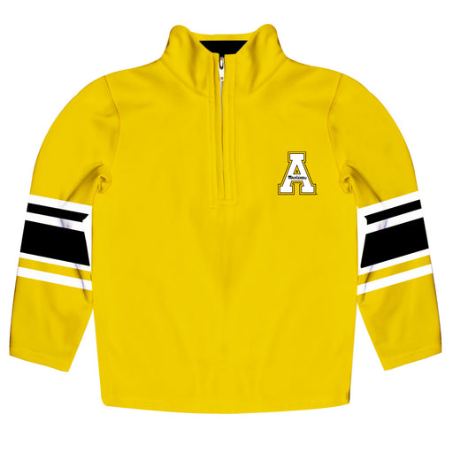 App State Mountaineers Vive La Fete Game Day Gold Quarter Zip Pullover Stripes on Sleeves