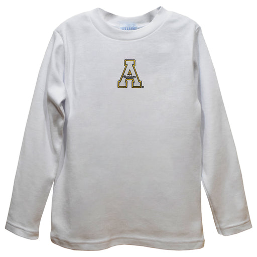Appalachian State Mountaineers Embroidered White Knit Long Sleeve Boys Tee Shirt