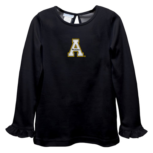 Appalachian State Mountaineers Embroidered Black Knit Long Sleeve Girls Blouse