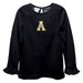 Appalachian State Mountaineers Embroidered Black Knit Long Sleeve Girls Blouse