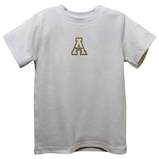 Appalachian State Mountaineers Embroidered White Knit Short Sleeve Boys Tee Shirt