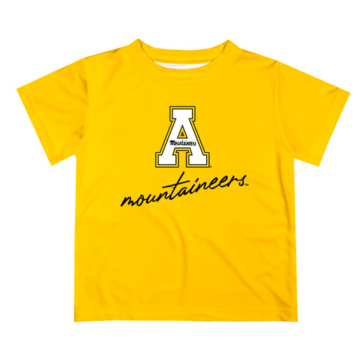App State Mountaineers Vive La Fete Script V1 Gold Short Sleeve Tee Shirt