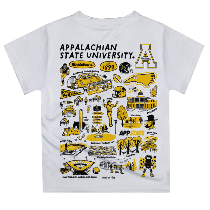 Appalachian State Mountaineers Hand Sketched Vive La Fete Impressions Artwork Boys Black Short Sleeve Tee Shirt - Vive La Fête - Online Apparel Store