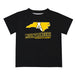 App State Mountaineers Vive La Fete State Map Black Short Sleeve Tee Shirt