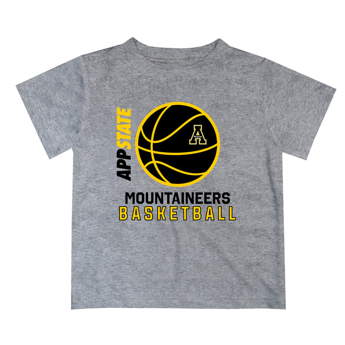 App State Mountaineers Vive La Fete Basketball V1 Heather Gray Short Sleeve Tee Shirt