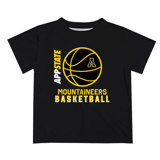 App State Mountaineers Vive La Fete Basketball V1 Black Short Sleeve Tee Shirt