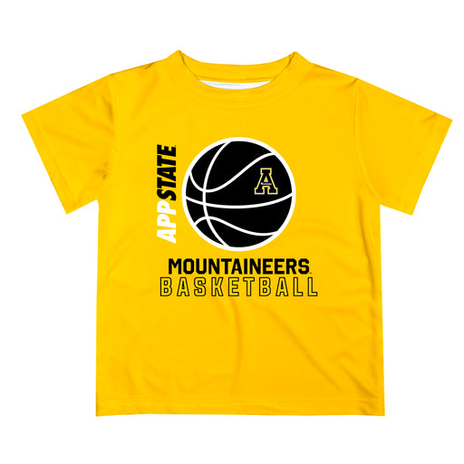 App State Mountaineers Vive La Fete Basketball V1 Gold Short Sleeve Tee Shirt