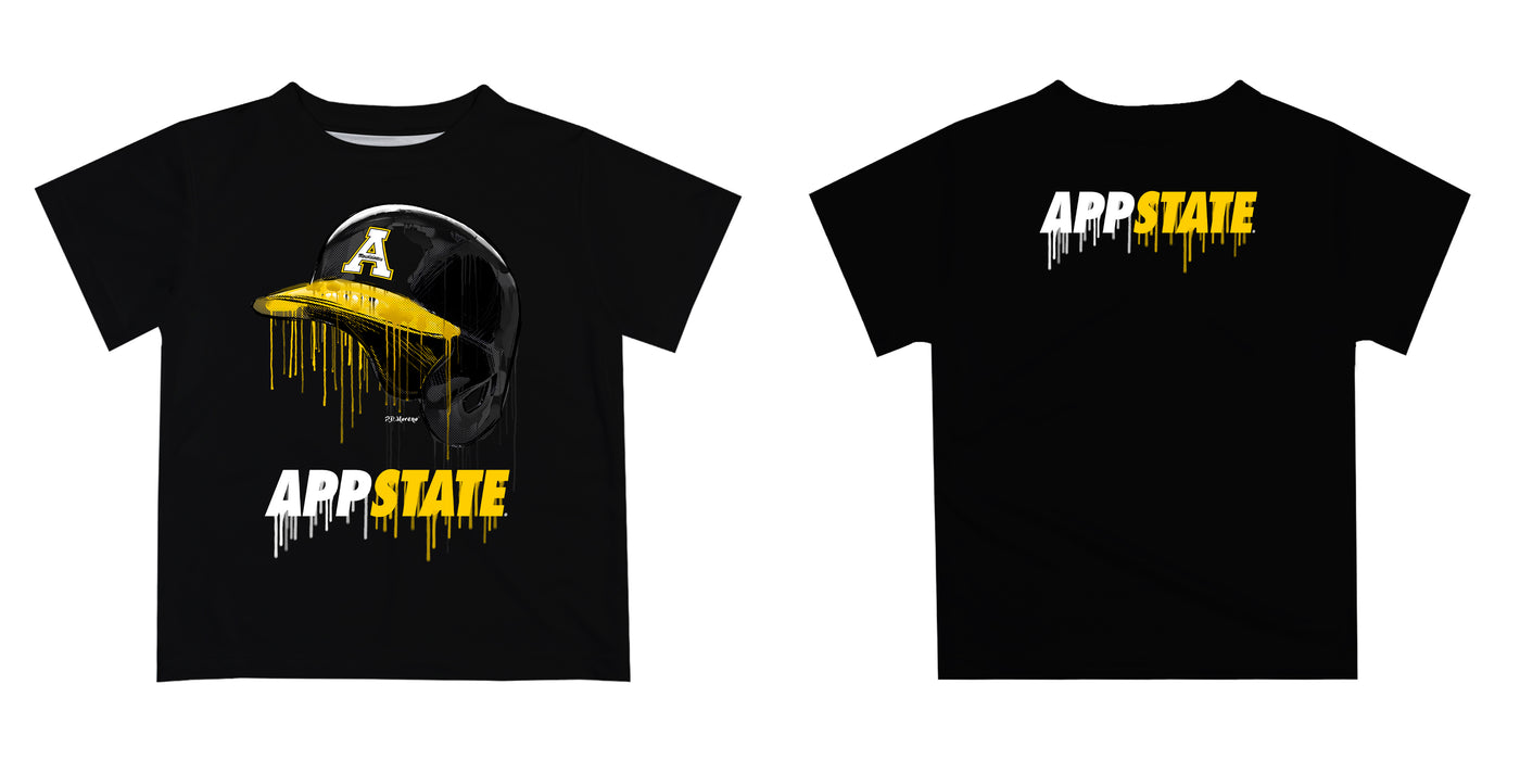 App State Mountaineers Original Dripping Baseball Helmet Heather Gray T-Shirt by Vive La Fete - Vive La Fête - Online Apparel Store