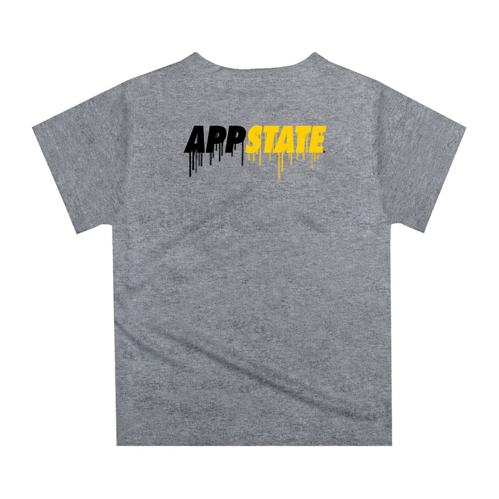 App State Mountaineers Original Dripping Baseball Helmet Heather Gray T-Shirt by Vive La Fete - Vive La Fête - Online Apparel Store