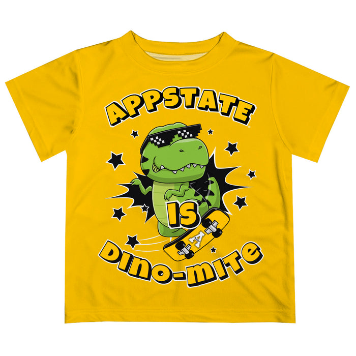 Appalachian State Mountaineers Vive La Fete Dino-Mite Boys Game Day Gold Short Sleeve Tee