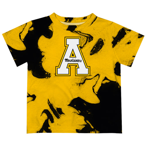 Appalachian State Mountaineers Vive La Fete Marble Boys Game Day Gold Short Sleeve Tee
