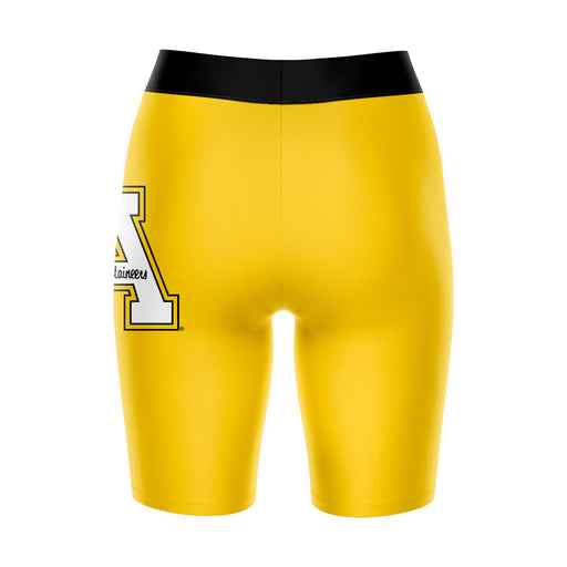 App State Mountaineers Vive La Fete Game Day Logo on Thigh and Waistband Gold and Black Women Bike Short 9 Inseam - Vive La Fête - Online Apparel Store