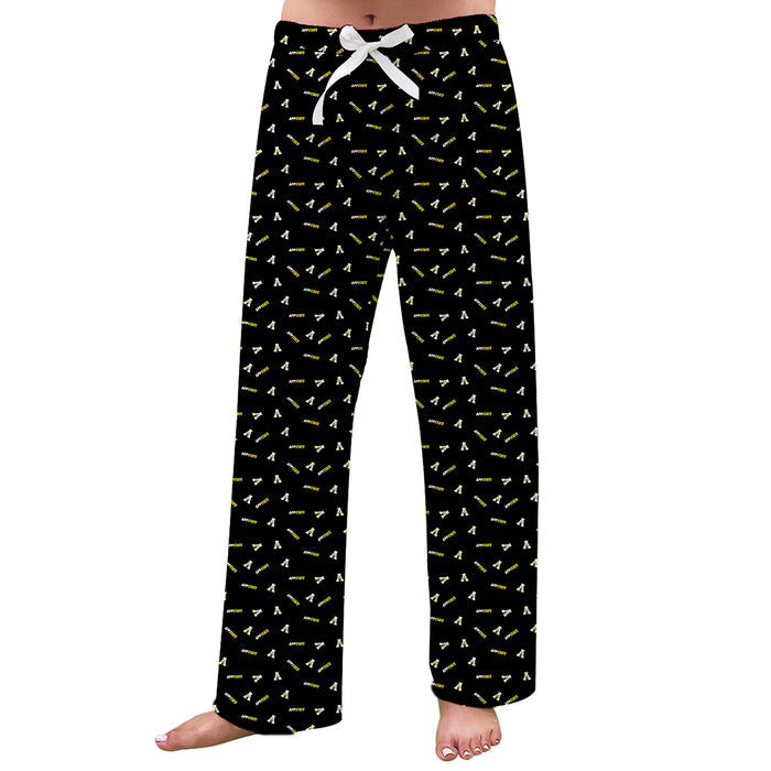 App State Mountaineers Vive La Fete Game Day All Over Logo Women Black Lounge Pants