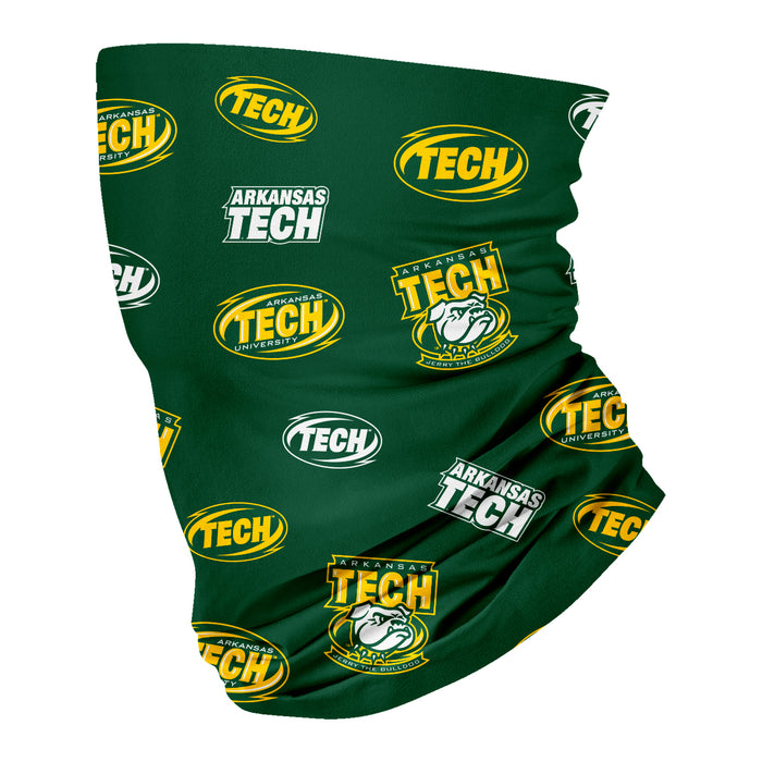 Arkansas Tech Jerry The Bulldog ATU Neck Gaiter Green All Over Logo - Vive La Fête - Online Apparel Store