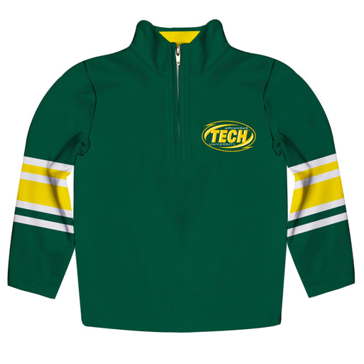 Arkansas Tech Jerry the Bulldog ATU Vive La Fete Game Day Green Quarter Zip Pullover Stripes on Sleeves - Vive La Fête - Online Apparel Store