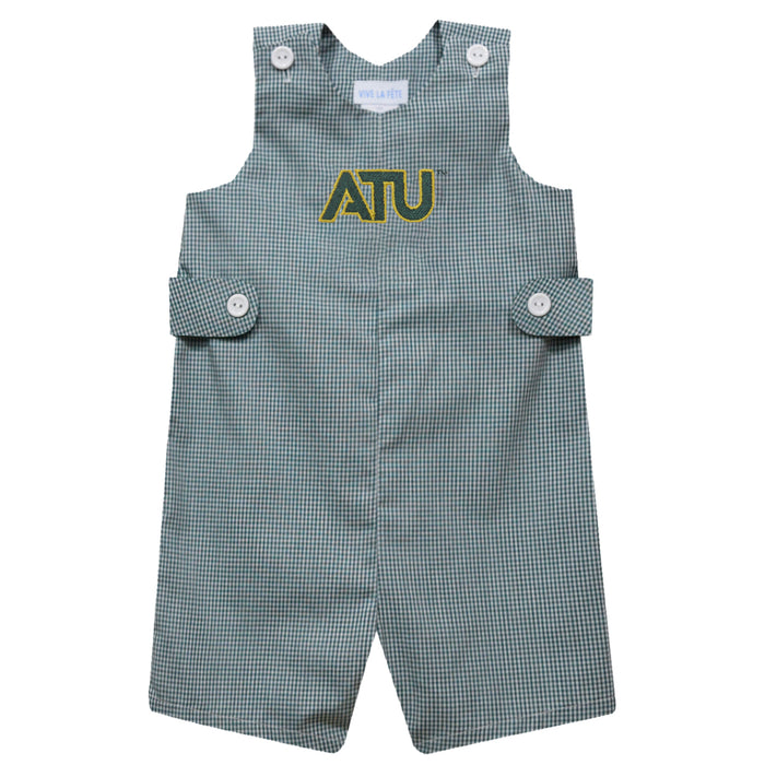 Arkansas Tech Jerry the Bulldog ATU Embroidered Hunter Green Gingham Boys Jon Jon