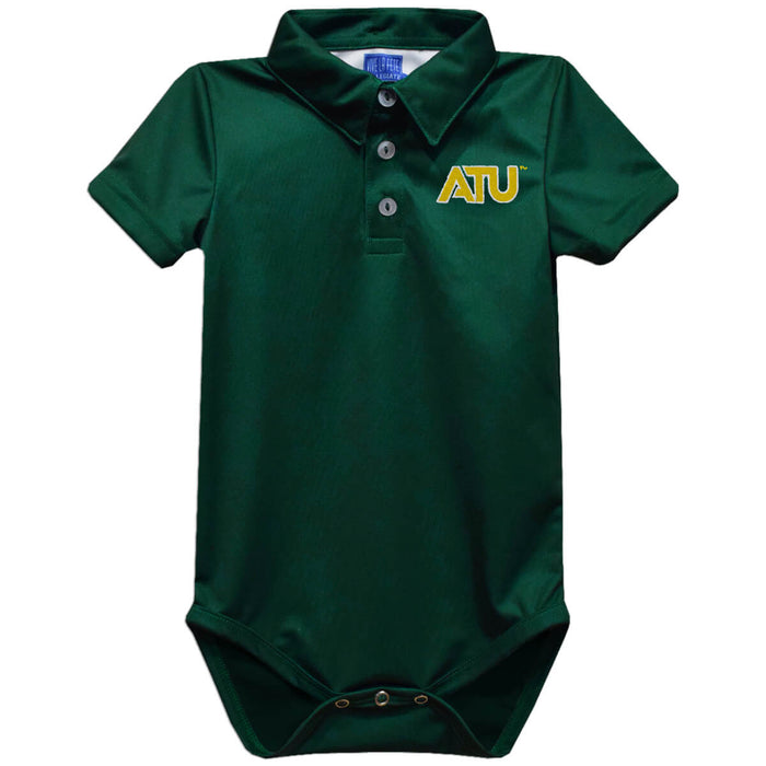 Arkansas Tech Jerry the Bulldog ATU Embroidered Hunter Green Solid Knit Polo Onesie