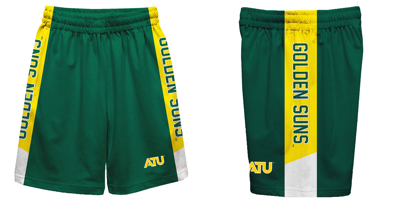Arkansas Tech Jerry the Bulldog Vive La Fete Game Day Green Stripes Boys Solid Yellow Athletic Mesh Short - Vive La Fête - Online Apparel Store
