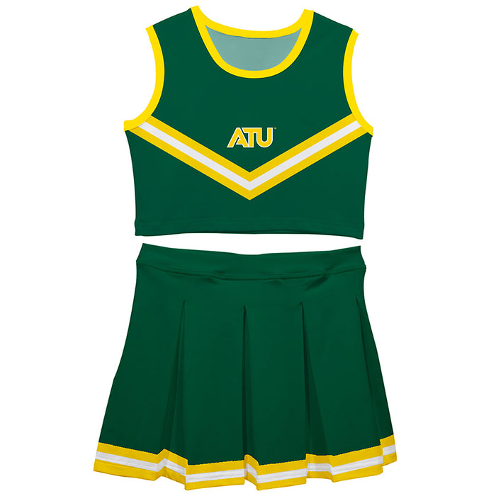 Arkansas Tech Jerry the Bulldog ATU Vive La Fete Game Day Green Sleeveless Cheerleader Set