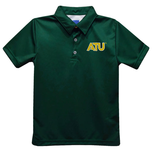 Arkansas Tech Jerry the Bulldog ATU Embroidered Hunter Green Short Sleeve Polo Box Shirt