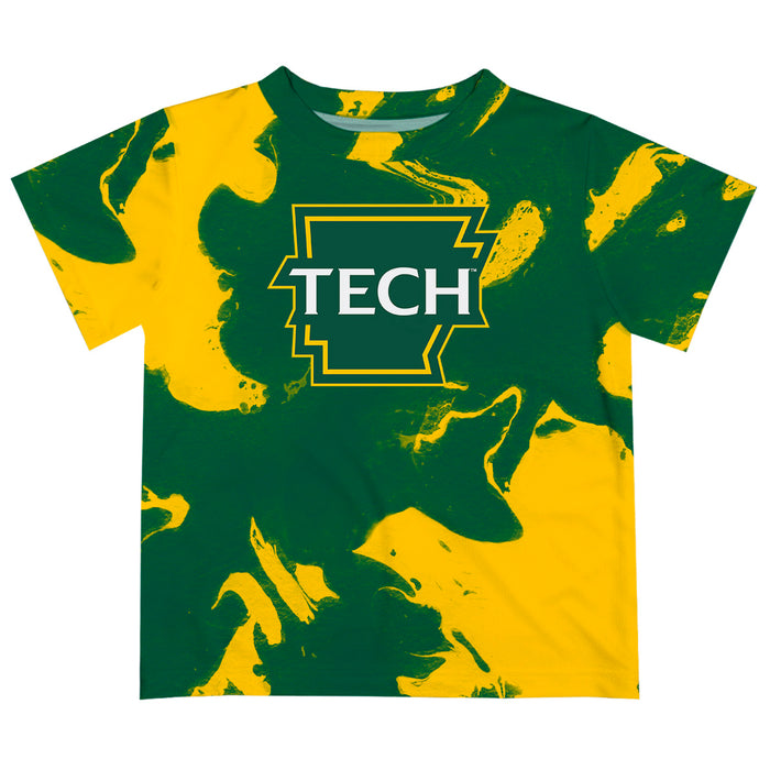 Arkansas Tech Jerry the Bulldog ATU Vive La Fete Marble Boys Game Day Green Short Sleeve Tee