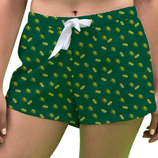 Arkansas Tech Jerry the Bulldog Vive La Fete Game Day All Over Logo Women Green Lounge Shorts