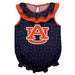 Auburn Tigers Swirls Blue Sleeveless Ruffle Onesie Logo Bodysuit