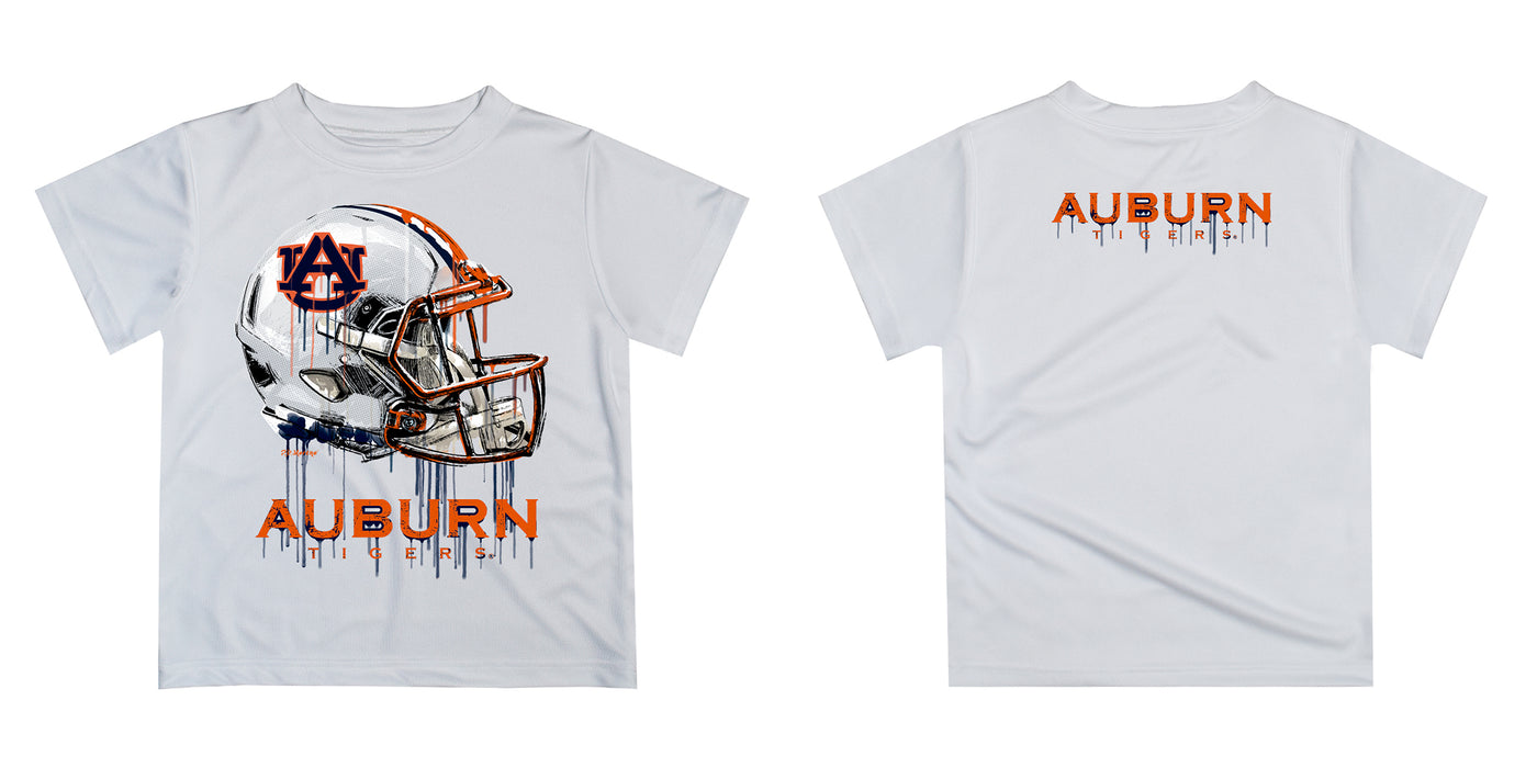 Auburn University Tigers Original Dripping Football Helmet White T-Shirt by Vive La Fete - Vive La Fête - Online Apparel Store