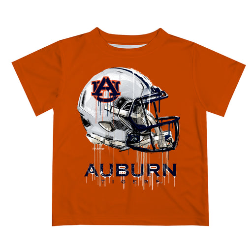 Auburn University Tigers Original Dripping Football Helmet Orange T-Shirt by Vive La Fete