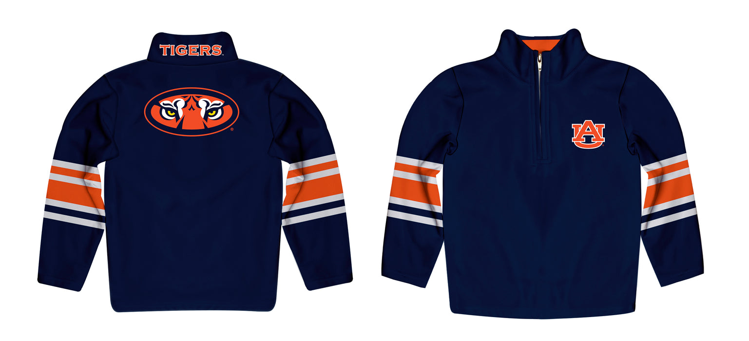Auburn Tigers Vive La Fete Game Day Blue Quarter Zip Pullover Stripes on Sleeves - Vive La Fête - Online Apparel Store