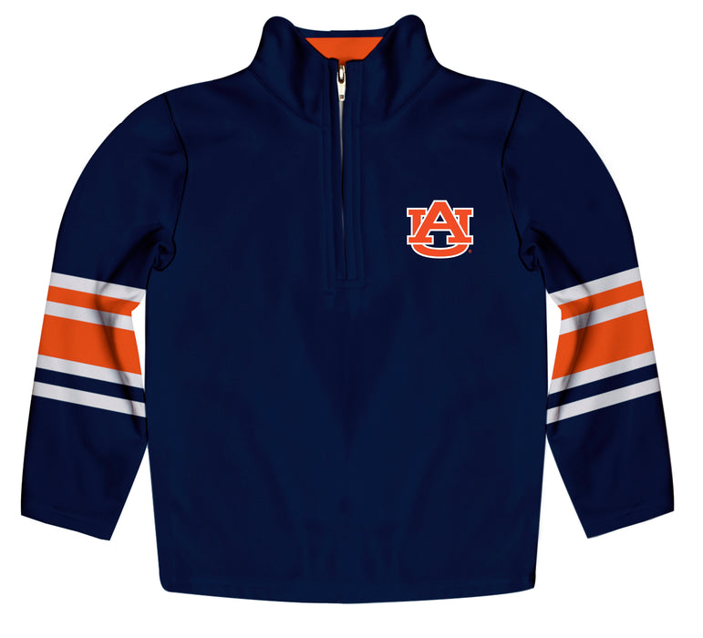 Auburn Tigers Vive La Fete Game Day Blue Quarter Zip Pullover Stripes on Sleeves - Vive La Fête - Online Apparel Store