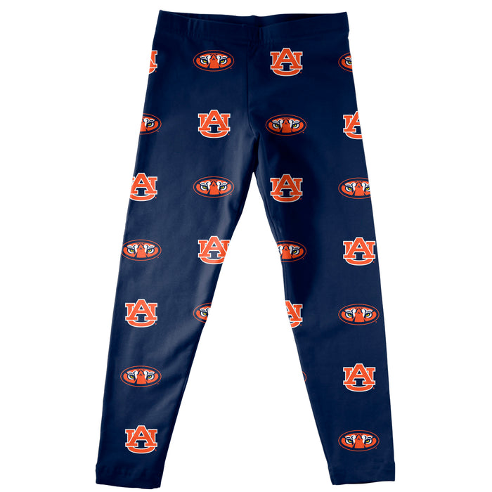 Auburn Tigers Vive La Fete Girls Game Day All Over Logo Elastic Waist Classic Play Blue Leggings Tights - Vive La Fête - Online Apparel Store