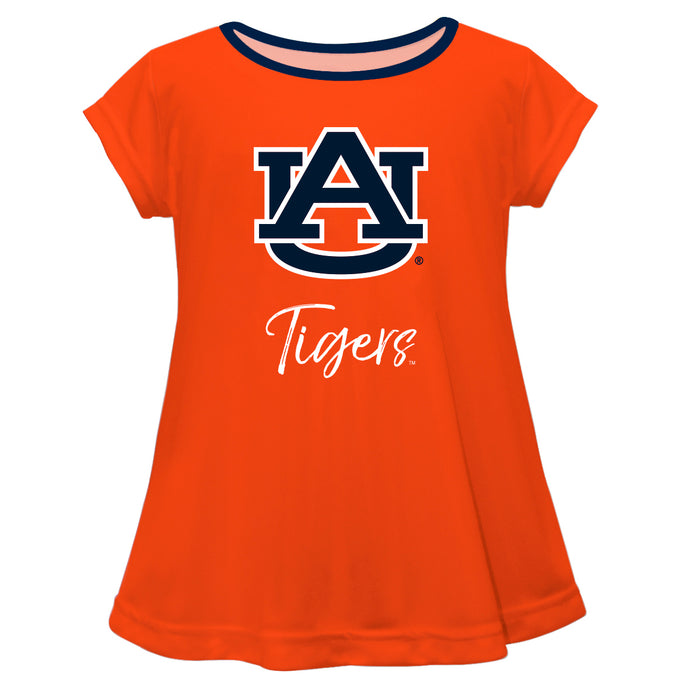 Auburn Tigers Vive La Fete Girls Game Day Short Sleeve Orange Top with School Logo and Name - Vive La Fête - Online Apparel Store