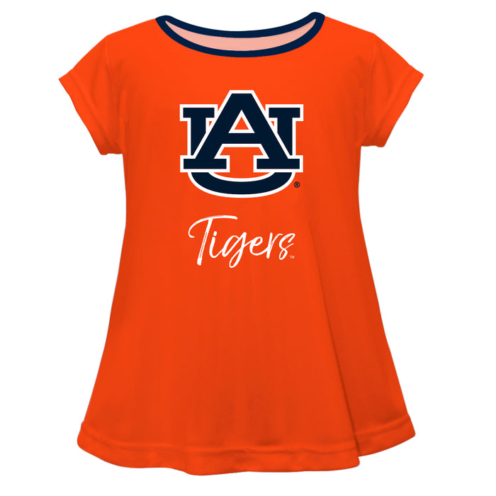 Auburn Tigers Vive La Fete Girls Game Day Short Sleeve Orange Top with School Logo and Name - Vive La Fête - Online Apparel Store